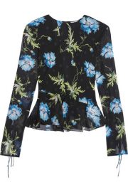 Topshop Evelyn open-back embellished printed silk-georgette blouse at Net A Porter